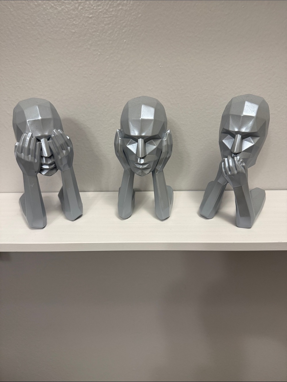 3 Abstract Figures. See No, Hear No, Speak No Evil.